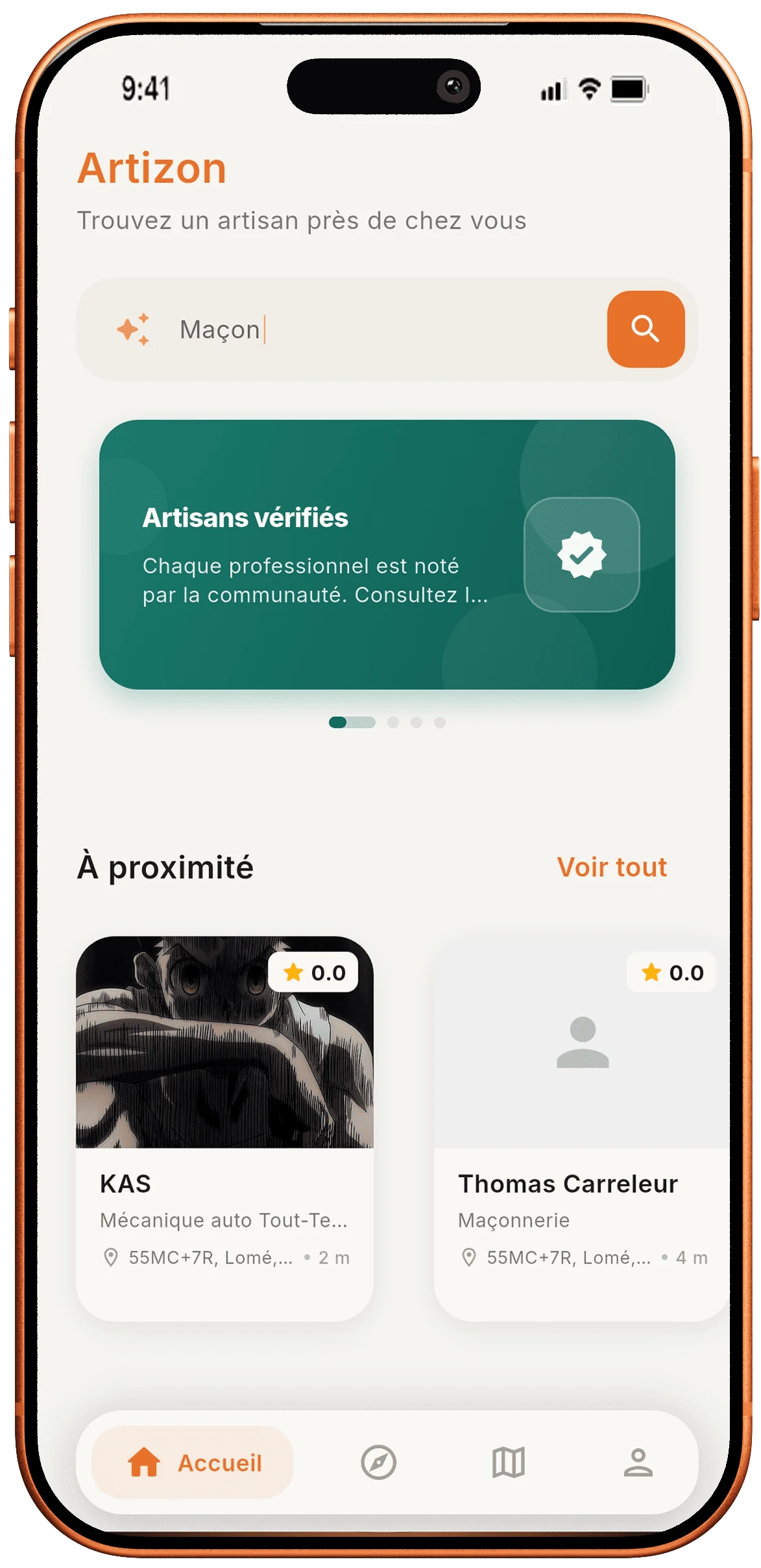 Aperçu de l'application Artizon